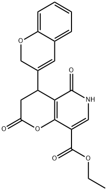 ethyl 4-(2H-chromen-3-yl)-2,5-dioxo-4,6-dihydro-3H-pyrano[3,2-c]pyridine-8-carboxylate Structural