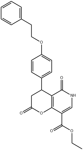 ethyl 2,5-dioxo-4-[4-(2-phenylethoxy)phenyl]-4,6-dihydro-3H-pyrano[3,2-c]pyridine-8-carboxylate Structural