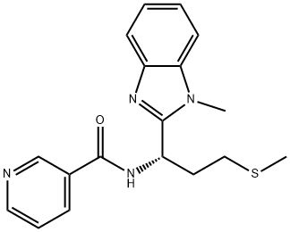 N-[(1S)-1-(1-methylbenzimidazol-2-yl)-3-methylsulfanylpropyl]pyridine-3-carboxamide Structural