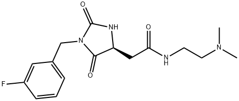 N-[2-(dimethylamino)ethyl]-2-[(4S)-1-[(3-fluorophenyl)methyl]-2,5-dioxoimidazolidin-4-yl]acetamide Structural