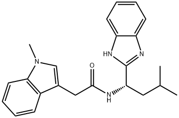 N-[(1S)-1-(1H-benzimidazol-2-yl)-3-methylbutyl]-2-(1-methylindol-3-yl)acetamide Structural