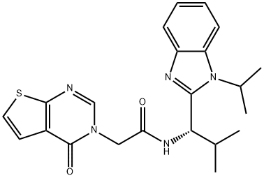 N-[(1S)-2-methyl-1-(1-propan-2-ylbenzimidazol-2-yl)propyl]-2-(4-oxothieno[2,3-d]pyrimidin-3-yl)acetamide Structural