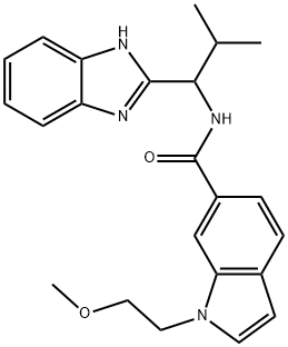 N-[1-(1H-benzimidazol-2-yl)-2-methylpropyl]-1-(2-methoxyethyl)indole-6-carboxamide Structural