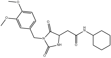 N-cyclohexyl-2-[1-[(3,4-dimethoxyphenyl)methyl]-2,5-dioxoimidazolidin-4-yl]acetamide Structural