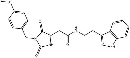 N-[2-(1H-indol-3-yl)ethyl]-2-[1-[(4-methoxyphenyl)methyl]-2,5-dioxoimidazolidin-4-yl]acetamide Structural