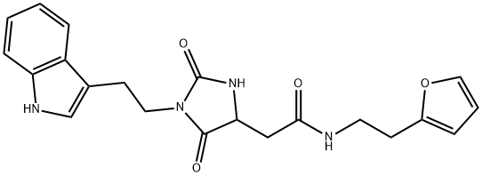 N-[2-(furan-2-yl)ethyl]-2-[1-[2-(1H-indol-3-yl)ethyl]-2,5-dioxoimidazolidin-4-yl]acetamide Structural