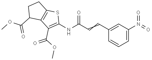 dimethyl 2-[[(E)-3-(3-nitrophenyl)prop-2-enoyl]amino]-5,6-dihydro-4H-cyclopenta[b]thiophene-3,4-dicarboxylate Structural