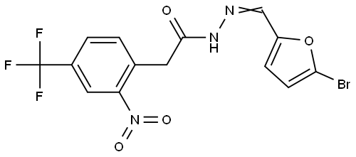 N-[(E)-(5-bromofuran-2-yl)methylideneamino]-2-[2-nitro-4-(trifluoromethyl)phenyl]acetamide Structural