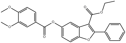 ethyl 5-(3,4-dimethoxybenzoyl)oxy-2-phenyl-1-benzofuran-3-carboxylate Structural