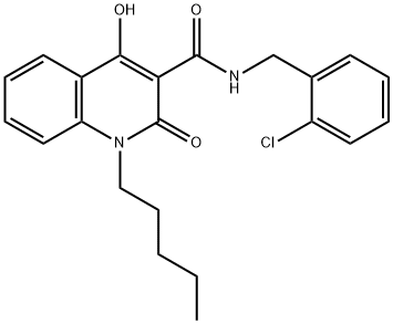 N-[(2-chlorophenyl)methyl]-4-hydroxy-2-oxo-1-pentylquinoline-3-carboxamide Structural