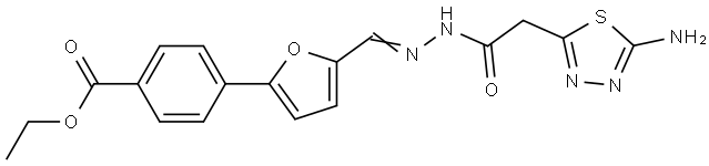 ethyl 4-[5-[(E)-[[2-(5-amino-1,3,4-thiadiazol-2-yl)acetyl]hydrazinylidene]methyl]furan-2-yl]benzoate Structural