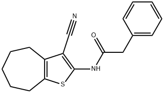 N-(3-cyano-5,6,7,8-tetrahydro-4H-cyclohepta[b]thiophen-2-yl)-2-phenylacetamide Structural