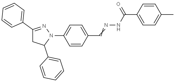 N-[(E)-[4-(3,5-diphenyl-3,4-dihydropyrazol-2-yl)phenyl]methylideneamino]-4-methylbenzamide Structural