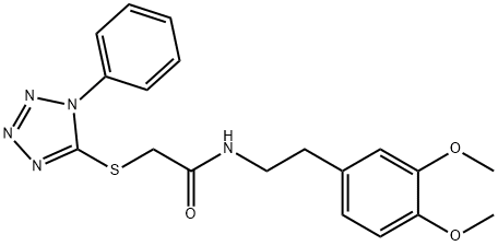 N-[2-(3,4-dimethoxyphenyl)ethyl]-2-(1-phenyltetrazol-5-yl)sulfanylacetamide Structural