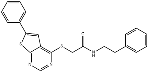 N-(2-phenylethyl)-2-(6-phenylthieno[2,3-d]pyrimidin-4-yl)sulfanylacetamide Structural
