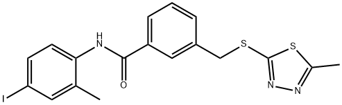 N-(4-iodo-2-methylphenyl)-3-[(5-methyl-1,3,4-thiadiazol-2-yl)sulfanylmethyl]benzamide Structural