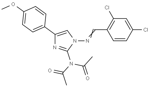 N-acetyl-N-[1-[(E)-(2,4-dichlorophenyl)methylideneamino]-4-(4-methoxyphenyl)imidazol-2-yl]acetamide Structural