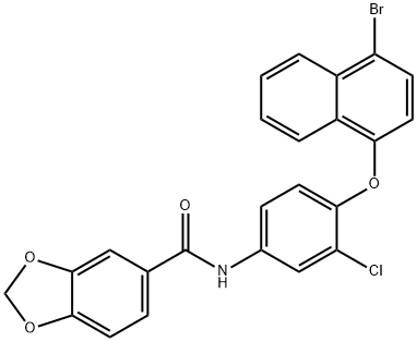 N-[4-(4-bromonaphthalen-1-yl)oxy-3-chlorophenyl]-1,3-benzodioxole-5-carboxamide Structural