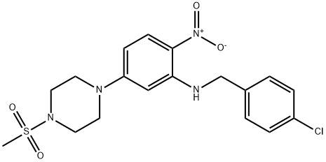 N-[(4-chlorophenyl)methyl]-5-(4-methylsulfonylpiperazin-1-yl)-2-nitroaniline Structural
