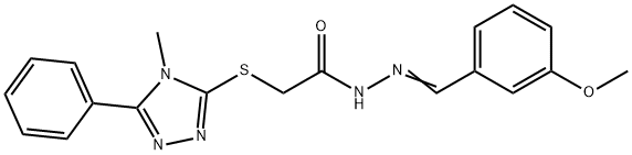 N-[(E)-(3-methoxyphenyl)methylideneamino]-2-[(4-methyl-5-phenyl-1,2,4-triazol-3-yl)sulfanyl]acetamide Structural