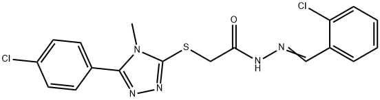 N-[(E)-(2-chlorophenyl)methylideneamino]-2-[[5-(4-chlorophenyl)-4-methyl-1,2,4-triazol-3-yl]sulfanyl]acetamide Structural