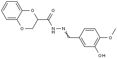 N-[(Z)-(3-hydroxy-4-methoxyphenyl)methylideneamino]-2,3-dihydro-1,4-benzodioxine-3-carboxamide Structural