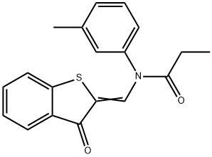 N-(3-methylphenyl)-N-[(Z)-(3-oxo-1-benzothiophen-2-ylidene)methyl]propanamide Structural