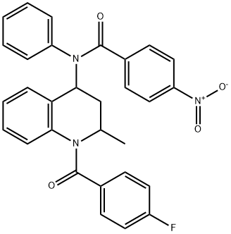 N-[1-(4-fluorobenzoyl)-2-methyl-3,4-dihydro-2H-quinolin-4-yl]-4-nitro-N-phenylbenzamide Structural