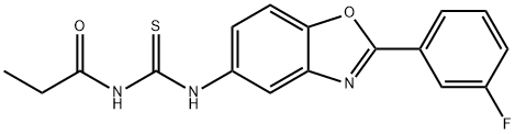 N-[[2-(3-fluorophenyl)-1,3-benzoxazol-5-yl]carbamothioyl]propanamide Structural