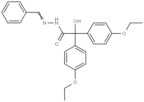 N-[(E)-benzylideneamino]-2,2-bis(4-ethoxyphenyl)-2-hydroxyacetamide Structural