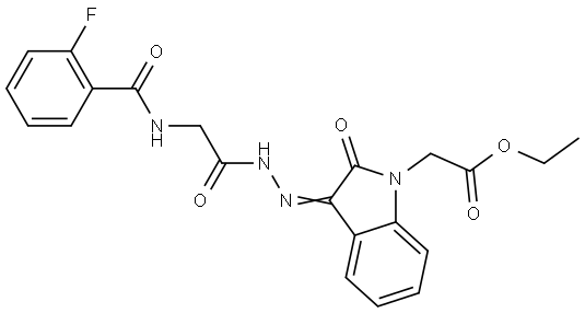 ethyl 2-[(3Z)-3-[[2-[(2-fluorobenzoyl)amino]acetyl]hydrazinylidene]-2-oxoindol-1-yl]acetate Structural