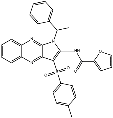 N-[3-(4-methylphenyl)sulfonyl-1-(1-phenylethyl)pyrrolo[3,2-b]quinoxalin-2-yl]furan-2-carboxamide Structural