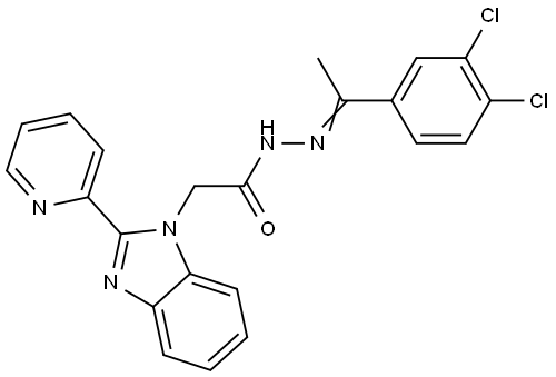 N-[(Z)-1-(3,4-dichlorophenyl)ethylideneamino]-2-(2-pyridin-2-ylbenzimidazol-1-yl)acetamide Structural