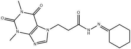 N-(cyclohexylideneamino)-3-(1,3-dimethyl-2,6-dioxopurin-7-yl)propanamide Structural
