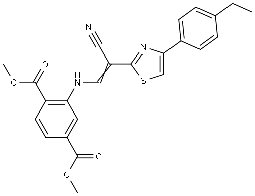 dimethyl 2-[[(E)-2-cyano-2-[4-(4-ethylphenyl)-1,3-thiazol-2-yl]ethenyl]amino]benzene-1,4-dicarboxylate Structural