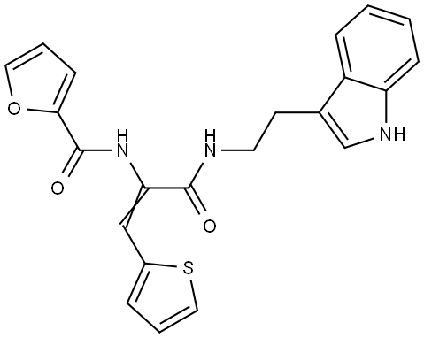 N-[(E)-3-[2-(1H-indol-3-yl)ethylamino]-3-oxo-1-thiophen-2-ylprop-1-en-2-yl]furan-2-carboxamide Structural