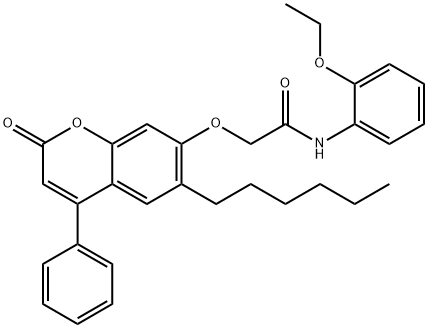 N-(2-ethoxyphenyl)-2-(6-hexyl-2-oxo-4-phenylchromen-7-yl)oxyacetamide Structural