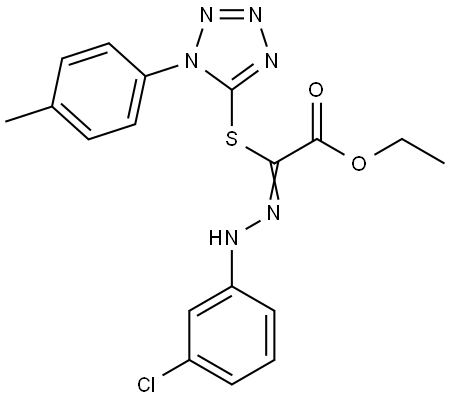 ethyl (2Z)-2-[(3-chlorophenyl)hydrazinylidene]-2-[1-(4-methylphenyl)tetrazol-5-yl]sulfanylacetate Structural