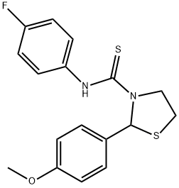 N-(4-fluorophenyl)-2-(4-methoxyphenyl)-1,3-thiazolidine-3-carbothioamide Structural