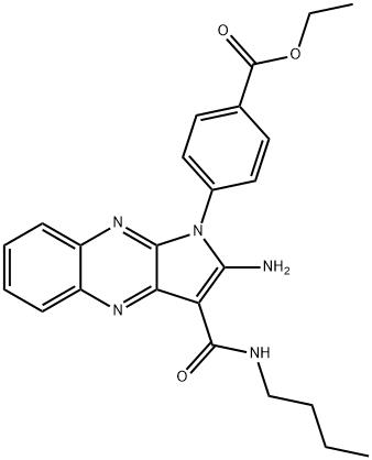 ethyl 4-[2-amino-3-(butylcarbamoyl)pyrrolo[3,2-b]quinoxalin-1-yl]benzoate Structural