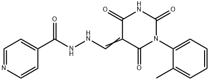 N'-[(E)-[1-(2-methylphenyl)-2,4,6-trioxo-1,3-diazinan-5-ylidene]methyl]pyridine-4-carbohydrazide Structural