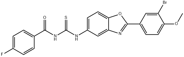 N-[[2-(3-bromo-4-methoxyphenyl)-1,3-benzoxazol-5-yl]carbamothioyl]-4-fluorobenzamide Structural