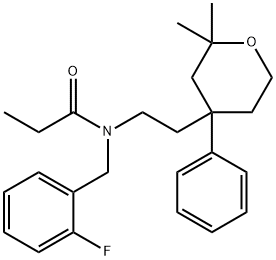 N-[2-(2,2-dimethyl-4-phenyloxan-4-yl)ethyl]-N-[(2-fluorophenyl)methyl]propanamide Structural