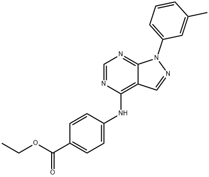 ethyl 4-[[1-(3-methylphenyl)pyrazolo[3,4-d]pyrimidin-4-yl]amino]benzoate Structural