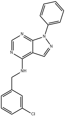 N-[(3-chlorophenyl)methyl]-1-phenylpyrazolo[3,4-d]pyrimidin-4-amine Structural