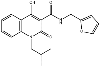 N-(furan-2-ylmethyl)-4-hydroxy-1-(2-methylpropyl)-2-oxoquinoline-3-carboxamide Structural