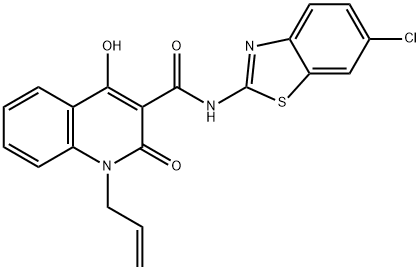 N-(6-chloro-1,3-benzothiazol-2-yl)-4-hydroxy-2-oxo-1-prop-2-enylquinoline-3-carboxamide Structural