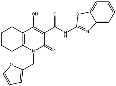 N-(1,3-benzothiazol-2-yl)-1-(furan-2-ylmethyl)-4-hydroxy-2-oxo-5,6,7,8-tetrahydroquinoline-3-carboxamide Structural
