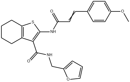N-(furan-2-ylmethyl)-2-[[(E)-3-(4-methoxyphenyl)prop-2-enoyl]amino]-4,5,6,7-tetrahydro-1-benzothiophene-3-carboxamide Structural