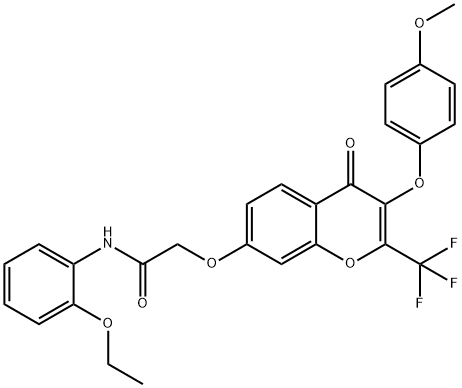 N-(2-ethoxyphenyl)-2-[3-(4-methoxyphenoxy)-4-oxo-2-(trifluoromethyl)chromen-7-yl]oxyacetamide Structural